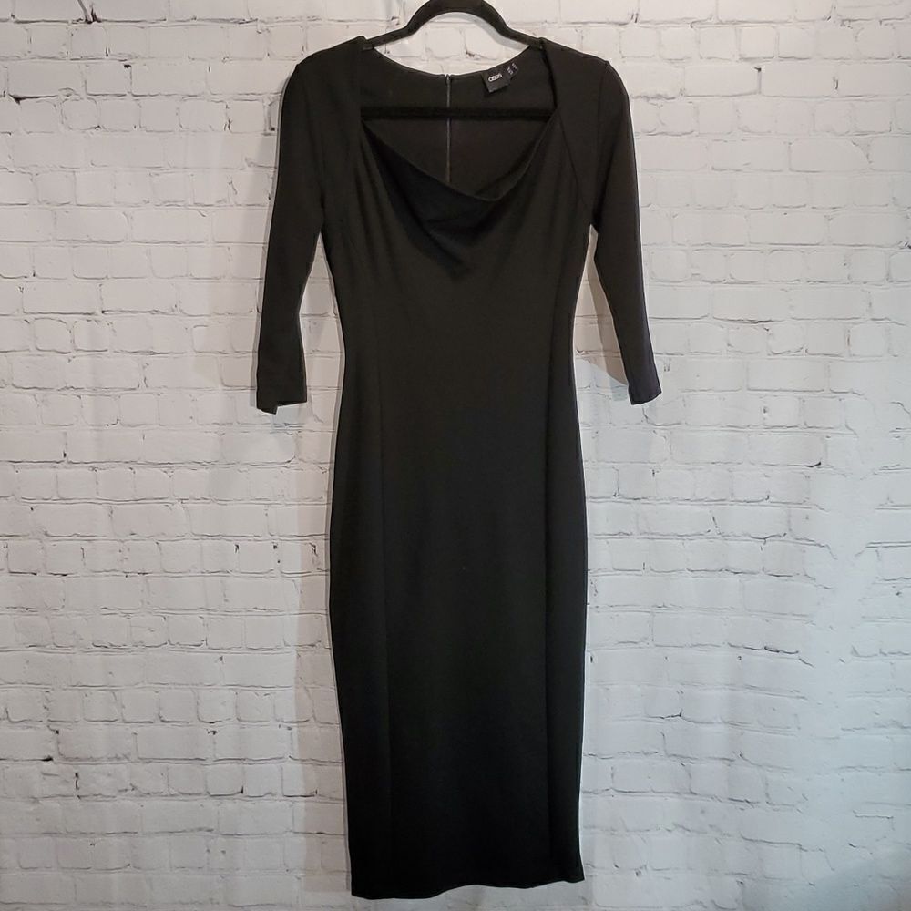 asos black cowlneck midi dress size 6
